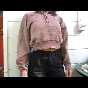 Wilfred free Mauve cropped half zip sweatshirt